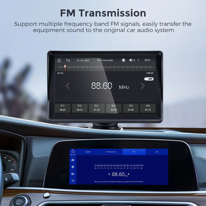Autoradio 7 pouces Carplay sans fil Android Auto Lecteur multimédia portable de voiture avec émetteur FM BT WiFi AUX USB Écran